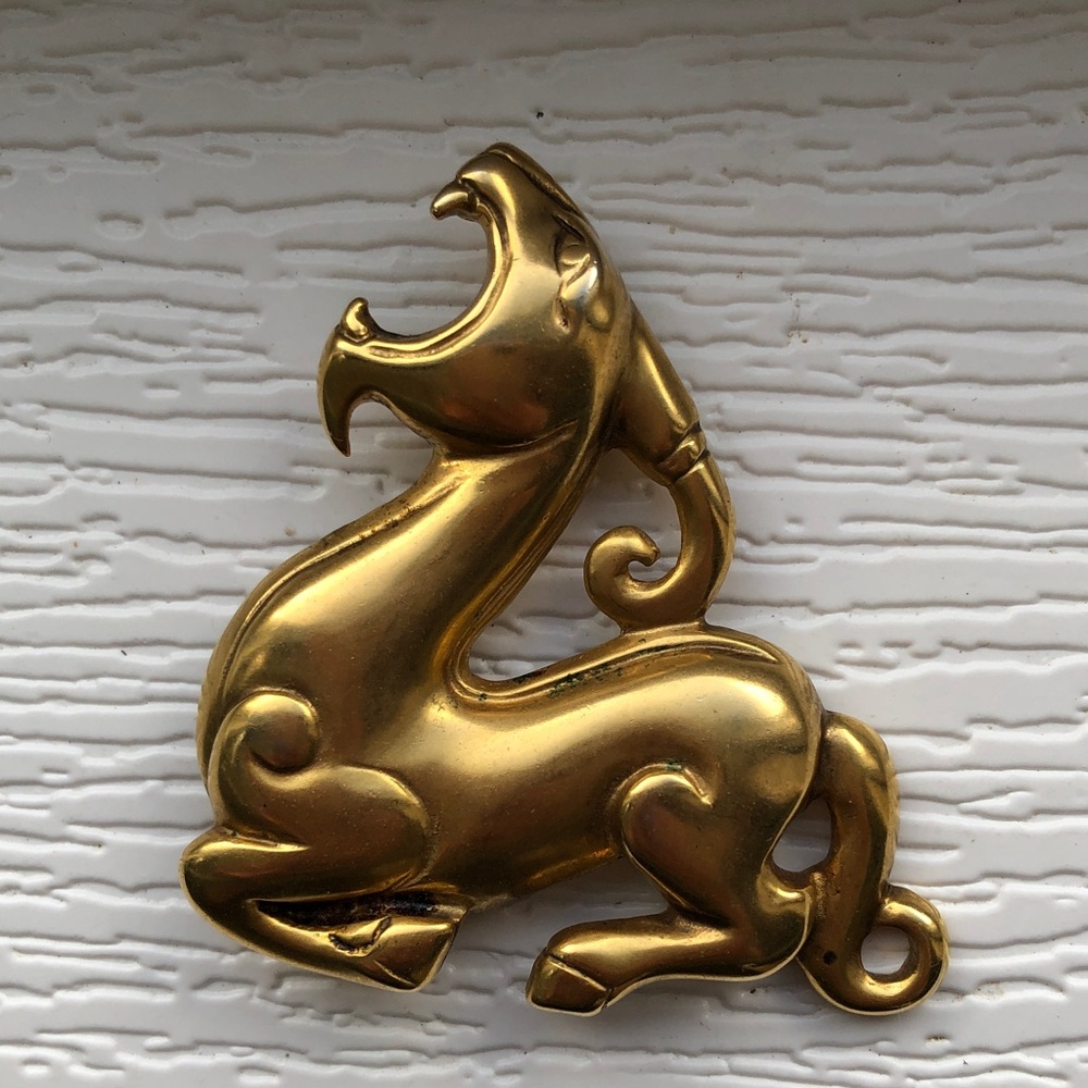 Gold Chimera Brooch Pin Pendant Museum Modern Art Viking Renaissance Medieval